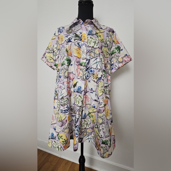 BY ANTHROPOLOGIE
The Pollie Short-sleeve Swing Tunic Mini Dress In Purple - Picture 3 of 5